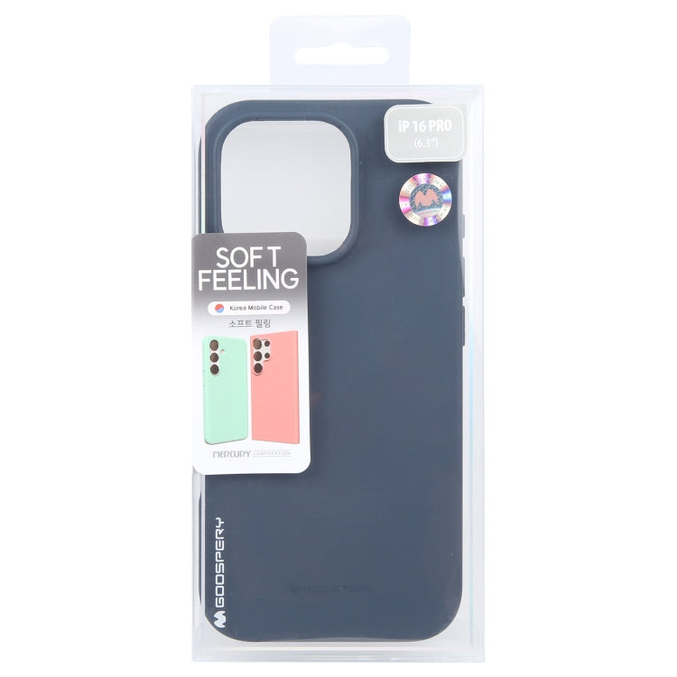 For iPhone 16 Pro GOOSPERY SOFT FEELING Liquid TPU Soft Phone Case(Dark Blue) - iPhone 16 Pro Cases by GOOSPERY | Online Shopping South Africa | PMC Jewellery | Buy Now Pay Later Mobicred