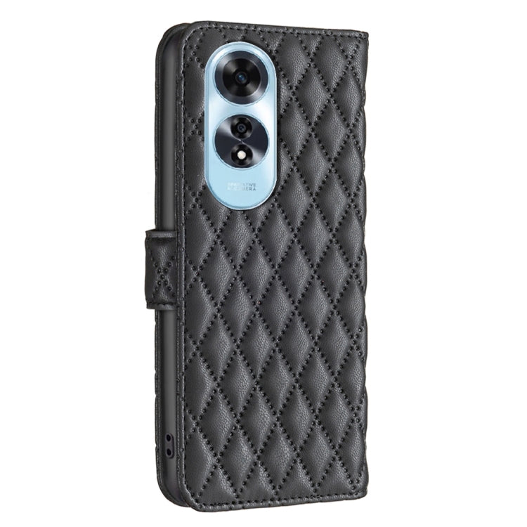 For OPPO A60 Diamond Lattice Wallet Leather Flip Phone Case(Black) - OPPO Cases by PMC Jewellery | Online Shopping South Africa | PMC Jewellery | Buy Now Pay Later Mobicred