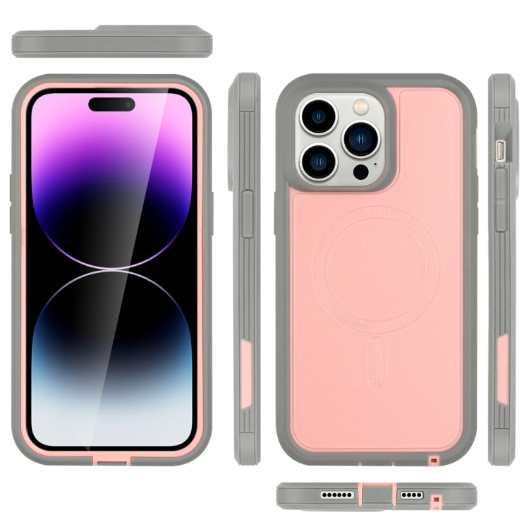 For iPhone 15 Plus Defender Series XT MagSafe Magnetic PC + TPU Shockproof Phone Case(Pink+Grey) - iPhone 15 Plus Cases by PMC TechLife | Online Shopping South Africa | PMC TechLife