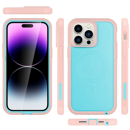 For iPhone 15 Pro Max Defender Series XT MagSafe Magnetic PC + TPU Shockproof Phone Case(Turquoise+Pink) - iPhone 15 Pro Max Cases by PMC Jewellery | Online Shopping South Africa | PMC Jewellery