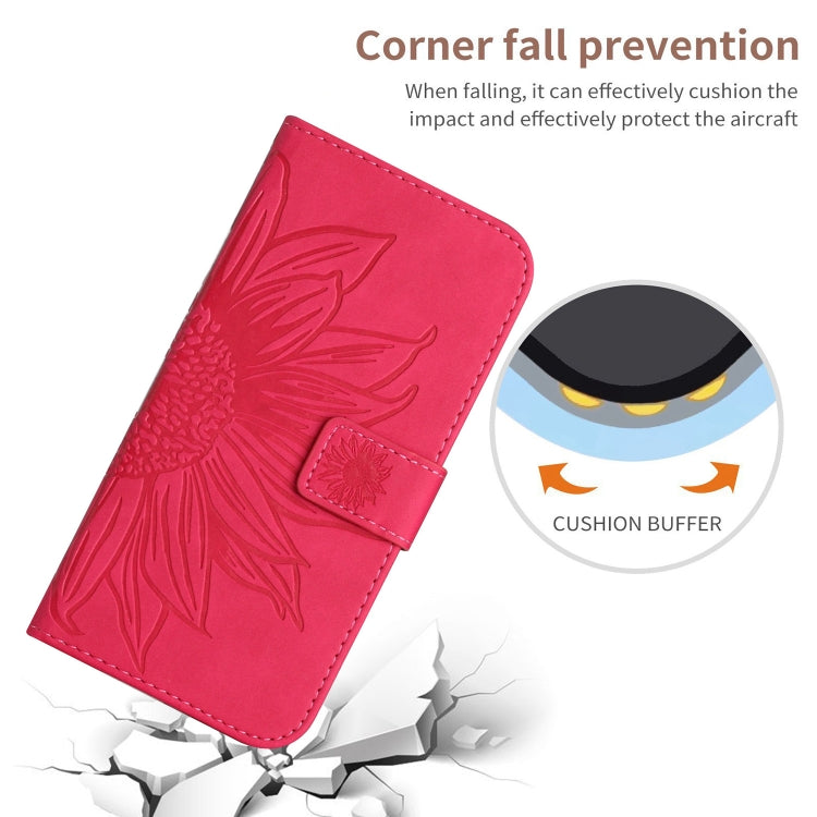 For Motorola Moto G84 HT04 Skin Feel Sun Flower Embossed Flip Leather Phone Case with Lanyard(Rose Red) - Motorola Cases by PMC Jewellery | Online Shopping South Africa | PMC Jewellery | Buy Now Pay Later Mobicred