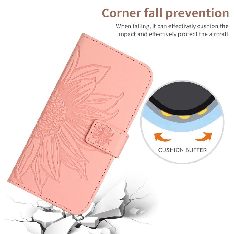 For Motorola Moto G Stylus 5G 2024 HT04 Skin Feel Sun Flower Embossed Flip Leather Phone Case with Lanyard(Pink) - Motorola Cases by PMC Jewellery | Online Shopping South Africa | PMC Jewellery | Buy Now Pay Later Mobicred