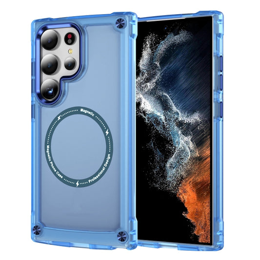 For Samsung Galaxy S25 Ultra 5G Skin Feel TPU + PC MagSafe Magnetic Phone Case(Transparent Blue) - Galaxy S25 Ultra 5G Cases by PMC Jewellery | Online Shopping South Africa | PMC Jewellery | Buy Now Pay Later Mobicred