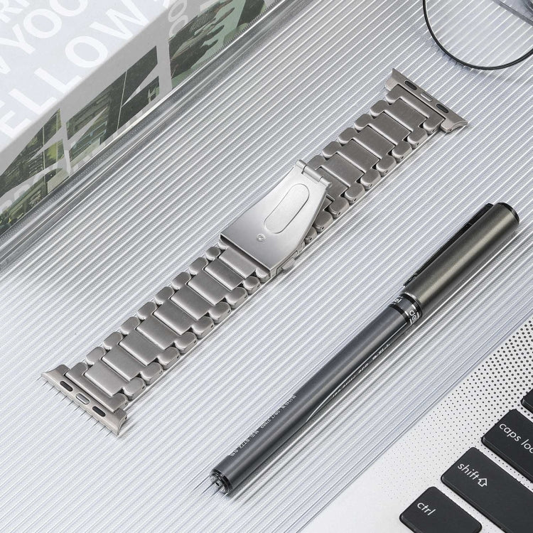 For Apple Watch SE 44mm Five Beads Titanium Steel Watch Band(Silver) - Watch Bands by PMC Jewellery | Online Shopping South Africa | PMC Jewellery