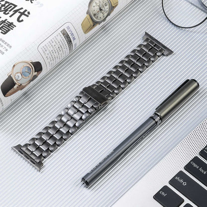 For Apple Watch Series 6 40mm Five Beads Titanium Steel Watch Band(Grey) - Watch Bands by PMC Jewellery | Online Shopping South Africa | PMC Jewellery