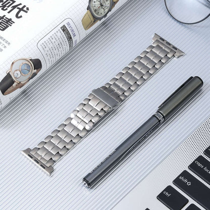 For Apple Watch Series 3 42mm Five Beads Titanium Steel Watch Band(Silver) - Watch Bands by PMC Jewellery | Online Shopping South Africa | PMC Jewellery