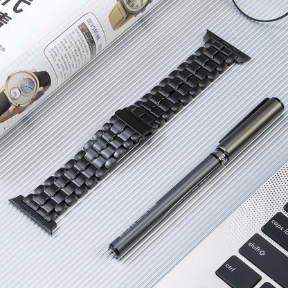 For Apple Watch 38mm Five Beads Titanium Steel Watch Band(Black) - Watch Bands by PMC Jewellery | Online Shopping South Africa | PMC Jewellery