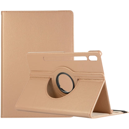 For Samsung Galaxy Tab S9+ / Tab S10+ 360 Degrees Rotation Holder Litchi Texture Leather Tablet Case(Golden) - Galaxy Tab S9+ Cases by PMC Jewellery | Online Shopping South Africa | PMC Jewellery | Buy Now Pay Later Mobicred