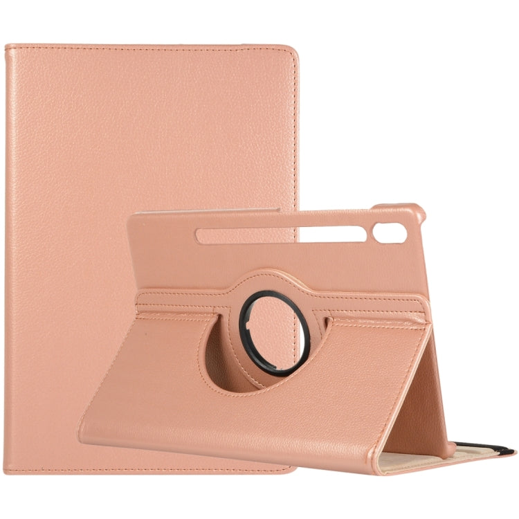 For Samsung Galaxy Tab S9+ / Tab S10+ 360 Degrees Rotation Holder Litchi Texture Leather Tablet Case(Rose Gold) - Galaxy Tab S9+ Cases by PMC Jewellery | Online Shopping South Africa | PMC Jewellery | Buy Now Pay Later Mobicred