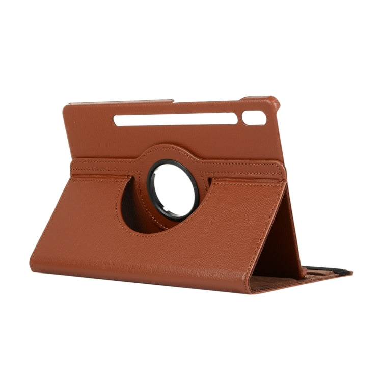 For Samsung Galaxy Tab S9 Ultra Litchi Texture 360 Degrees Rotation Holder Leather Tablet Case(Brown) - Galaxy Tab S9 Ultra Cases by PMC Jewellery | Online Shopping South Africa | PMC Jewellery | Buy Now Pay Later Mobicred