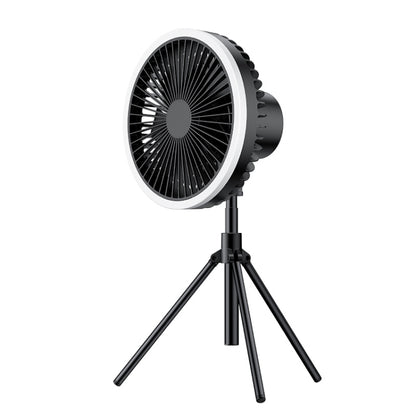 DQ216 10000mAh Outdoor Portable Liftable Swivel Head Camping Fan Tent Hanging Vertical Colorful Light with Remote Control(Black) - Electric Fans by PMC Jewellery | Online Shopping South Africa | PMC Jewellery | Buy Now Pay Later Mobicred