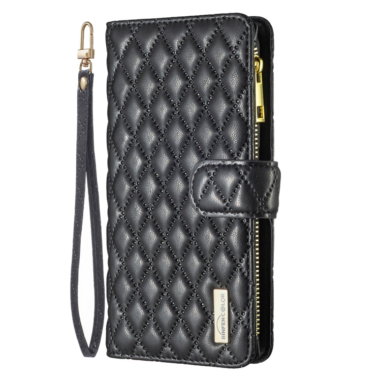 For Nokia G42/G310 Diamond Lattice Zipper Wallet Leather Flip Phone Case(Black) - Nokia Cases by PMC Jewellery | Online Shopping South Africa | PMC Jewellery | Buy Now Pay Later Mobicred