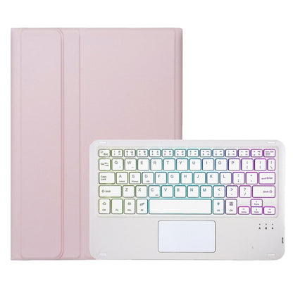 For Samsung Galaxy Tab S9 FE Candy Color Touch Backlight Bluetooth Keyboard Leather Tablet Case with Pen Holder(Pink) - Samsung Keyboard by PMC Jewellery | Online Shopping South Africa | PMC Jewellery