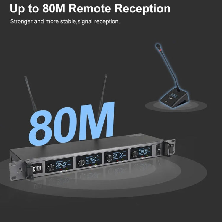 XTUGA A140-C Wireless Microphone System 4-Channel UHF Four Conference Mics(AU Plug) - Microphone by XTUGA | Online Shopping South Africa | PMC Jewellery | Buy Now Pay Later Mobicred