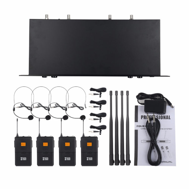 XTUGA A400-B Professional 4-Channel UHF Wireless Microphone System with 4 BodyPack Lavalier Headset Microphone(AU Plug) - free shipping - PMC Jewellery - Order now!