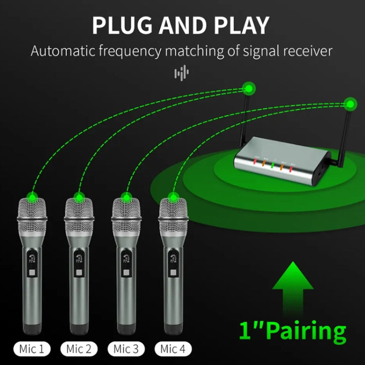 XTUGA U-F4600 Professional 4-Channel UHF Wireless Microphone System with 4 Handheld Microphone(US Plug) - Microphone by XTUGA | Online Shopping South Africa | PMC Jewellery | Buy Now Pay Later Mobicred