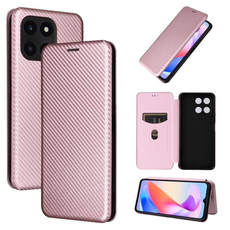 For Honor X6a 4G Carbon Fiber Texture Flip Leather Phone Case(Pink) - Honor Cases by PMC Jewellery | Online Shopping South Africa | PMC Jewellery