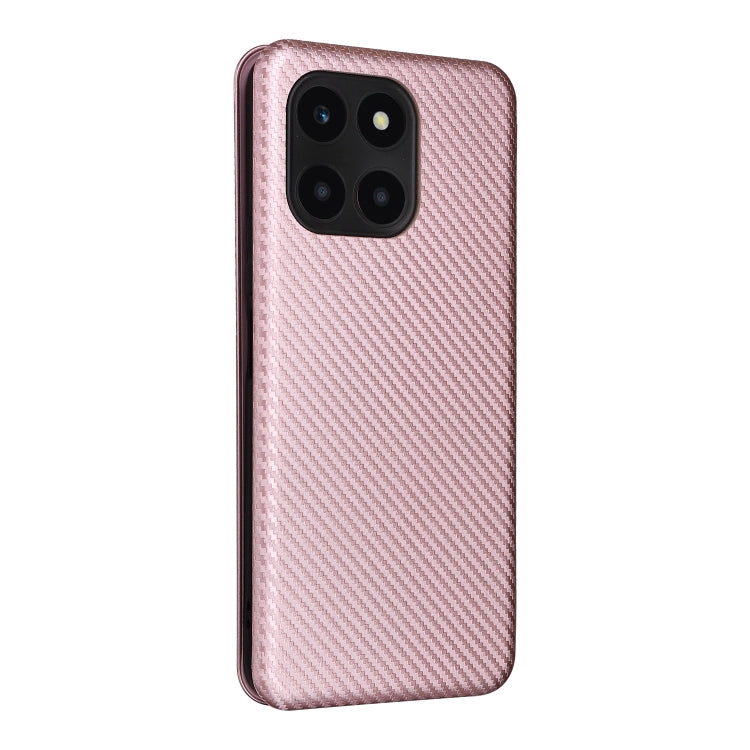 For Honor X6a 4G Carbon Fiber Texture Flip Leather Phone Case(Pink) - Honor Cases by PMC Jewellery | Online Shopping South Africa | PMC Jewellery