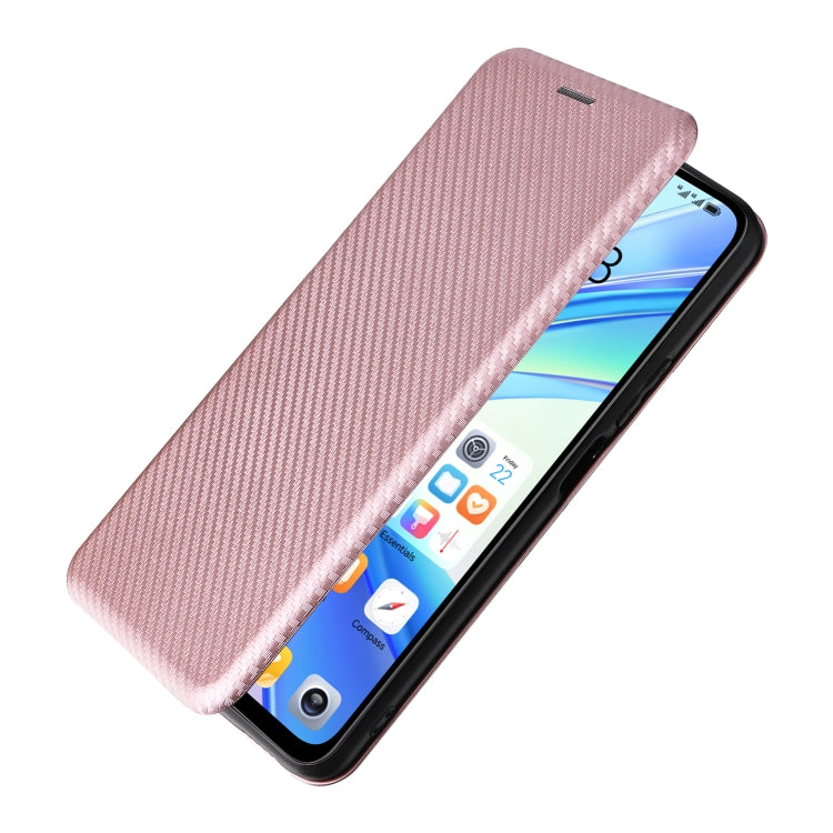 For Honor X7b Carbon Fiber Texture Flip Leather Phone Case(Pink) - Honor Cases by PMC TechLife | Online Shopping South Africa | PMC TechLife