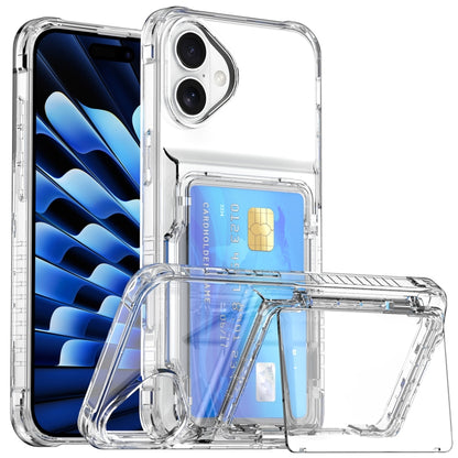 For iPhone 16 Crystal Clear Flip Card Slot Phone Case(Transparent) - iPhone 16 Cases by PMC Jewellery | Online Shopping South Africa | PMC Jewellery | Buy Now Pay Later Mobicred