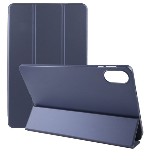 For Honor Pad X9 / X8 Pro Solid Color 3-folding Leather Tablet Case(Dark Blue) - Honor by PMC Jewellery | Online Shopping South Africa | PMC Jewellery