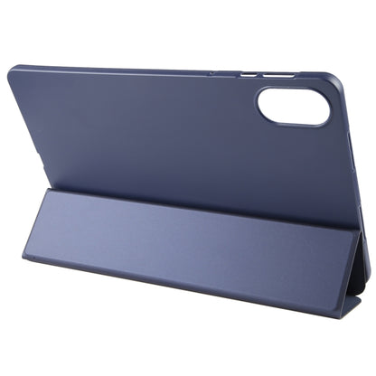 For Honor Pad X9 / X8 Pro Solid Color 3-folding Leather Tablet Case(Dark Blue) - Honor by PMC Jewellery | Online Shopping South Africa | PMC Jewellery