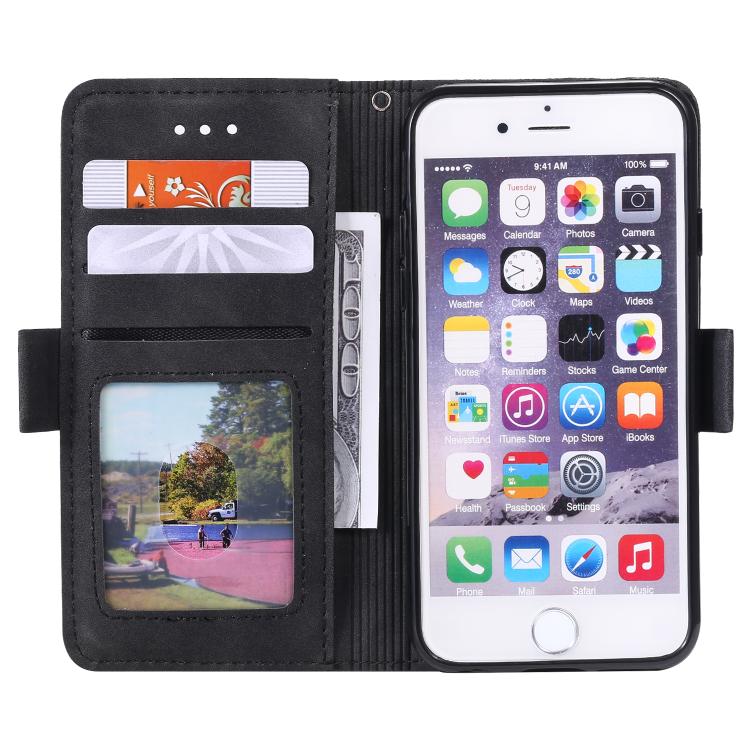 For iPhone 16e Retro Splicing Horizontal Flip Leather Phone Case(Black) - iPhone 16e Cases by PMC TechLife | Online Shopping South Africa | PMC TechLife | Buy Now Pay Later Mobicred
