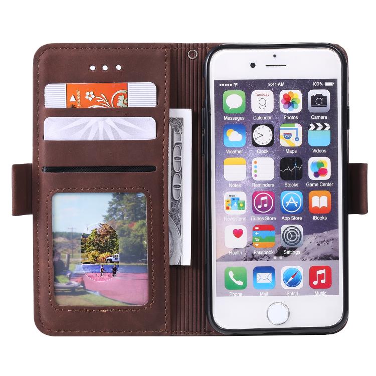 For iPhone 16e Retro Splicing Horizontal Flip Leather Phone Case(Brown) - iPhone 16e Cases by PMC TechLife | Online Shopping South Africa | PMC TechLife | Buy Now Pay Later Mobicred
