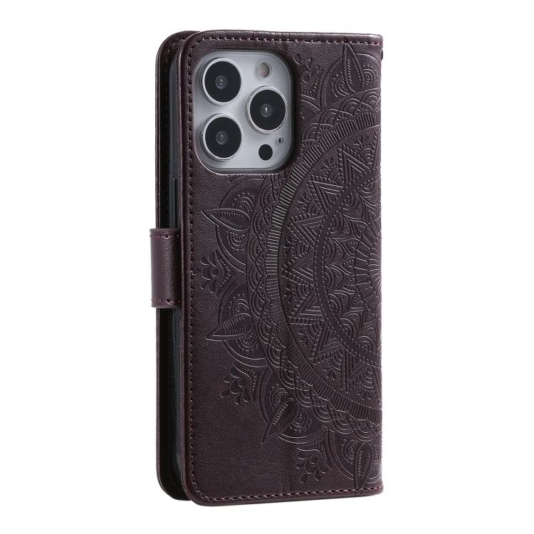 For iPhone 16 Pro Max Totem Flower Embossed Leather Phone Case(Brown) - iPhone 16 Pro Max Cases by PMC Jewellery | Online Shopping South Africa | PMC Jewellery | Buy Now Pay Later Mobicred