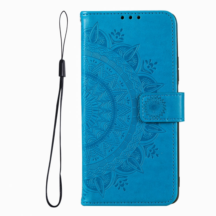 For iPhone 16 Pro Max Totem Flower Embossed Leather Phone Case(Blue) - iPhone 16 Pro Max Cases by PMC Jewellery | Online Shopping South Africa | PMC Jewellery | Buy Now Pay Later Mobicred