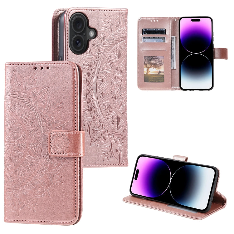 For iPhone 16 Plus Totem Flower Embossed Leather Phone Case(Gold) - iPhone 16 Plus Cases by PMC Jewellery | Online Shopping South Africa | PMC Jewellery | Buy Now Pay Later Mobicred