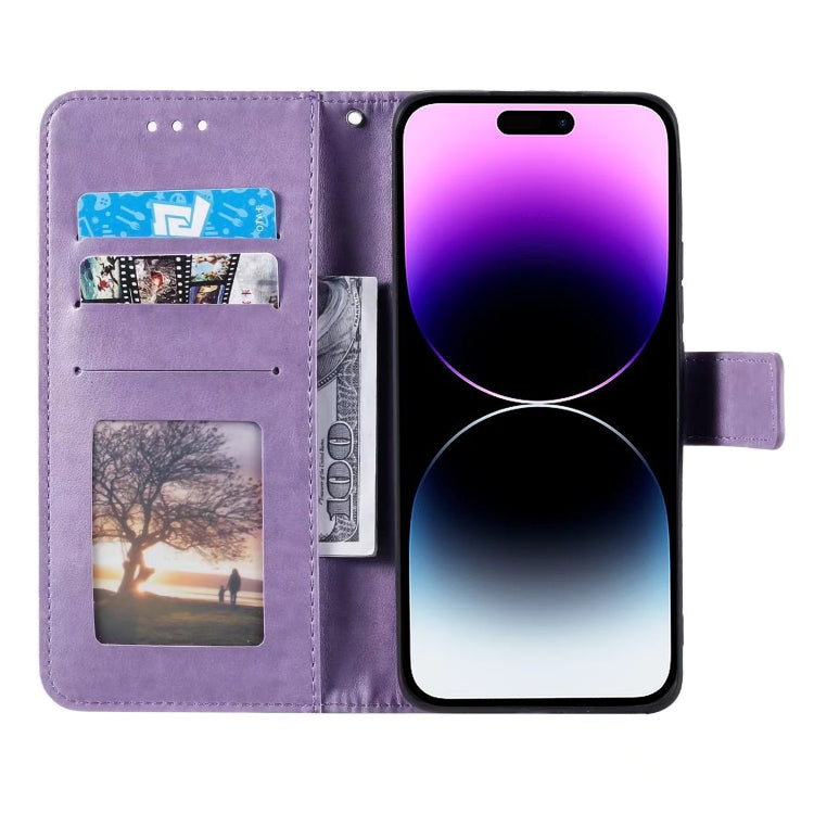 For iPhone 16 Plus Totem Flower Embossed Leather Phone Case(Purple) - iPhone 16 Plus Cases by PMC Jewellery | Online Shopping South Africa | PMC Jewellery | Buy Now Pay Later Mobicred