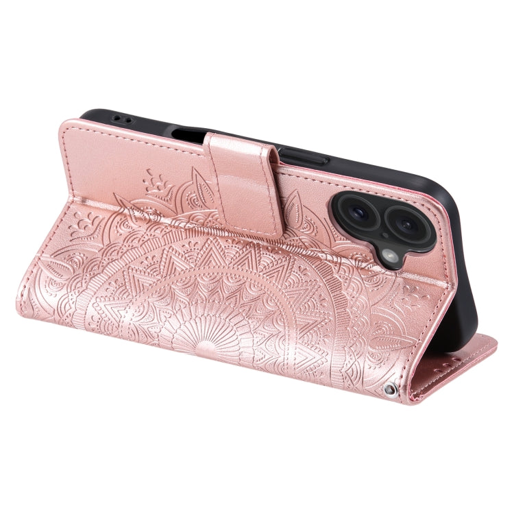 For iPhone 16 Totem Flower Embossed Leather Phone Case(Rose Gold) - iPhone 16 Cases by PMC Jewellery | Online Shopping South Africa | PMC Jewellery | Buy Now Pay Later Mobicred