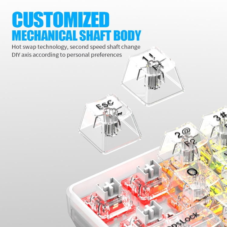 XUNFOX K30 Pro 2.4G + BT + Wired Transparent 61-Keys Mechanical White Axis Keyboard(Black) - Wireless Keyboard by PMC Jewellery | Online Shopping South Africa | PMC Jewellery | Buy Now Pay Later Mobicred