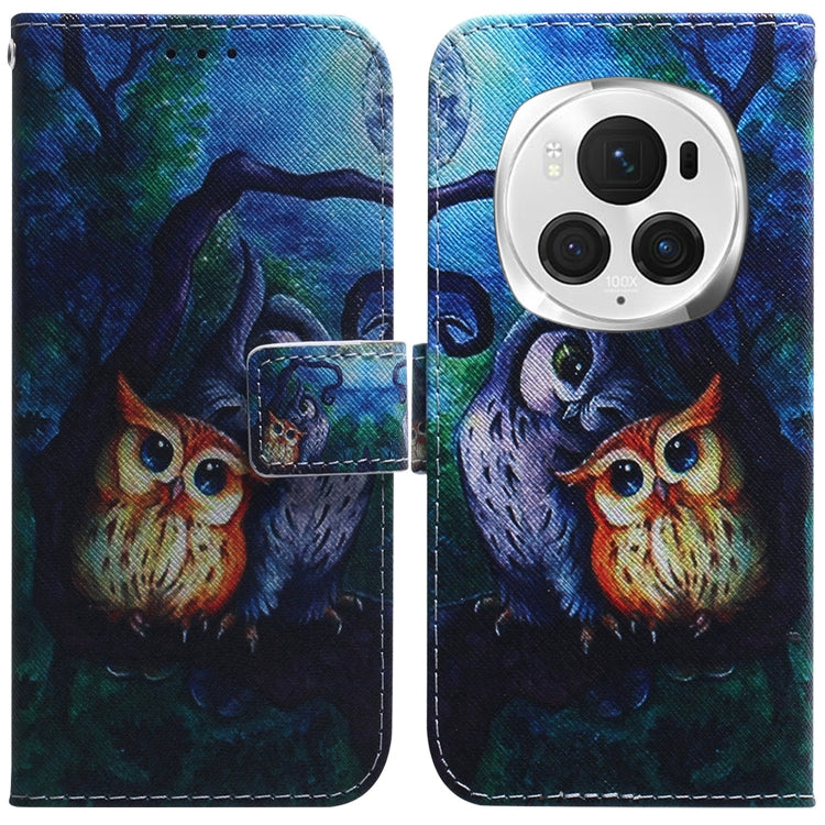 For Honor Magic6 Pro Coloured Drawing Flip Leather Phone Case(Oil Painting Owl) - Honor Cases by PMC Jewellery | Online Shopping South Africa | PMC Jewellery | Buy Now Pay Later Mobicred