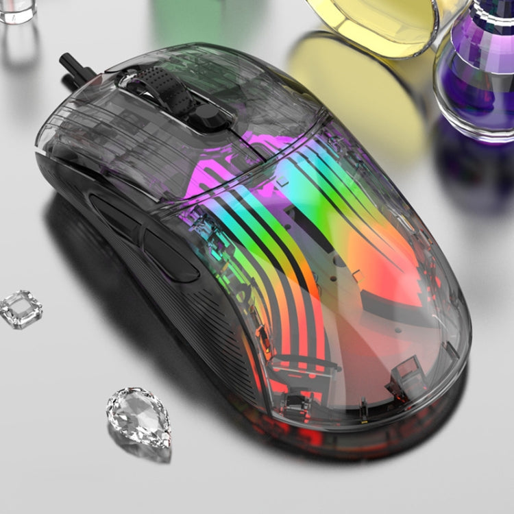 XUNFOX XYH20RGB Transparent 2400DPI RGB Light Wired Gaming Mouse, Cable Length: 1.2m(Black) - Wired Mice by PMC Jewellery | Online Shopping South Africa | PMC Jewellery | Buy Now Pay Later Mobicred