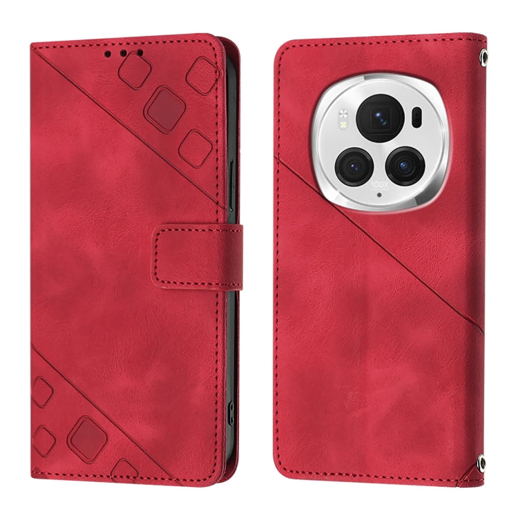 For Honor Magic6 Pro 5G Global Skin-feel Embossed Leather Phone Case(Red) - Honor Cases by PMC Jewellery | Online Shopping South Africa | PMC Jewellery | Buy Now Pay Later Mobicred