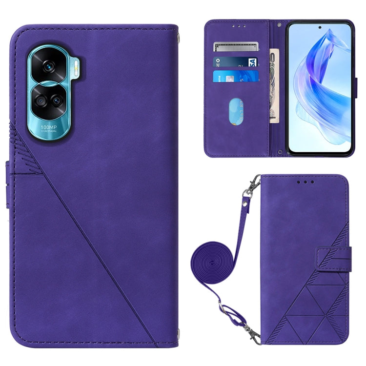 For Honor 90 Lite Crossbody 3D Embossed Flip Leather Phone Case(Purple) - Honor Cases by PMC Jewellery | Online Shopping South Africa | PMC Jewellery