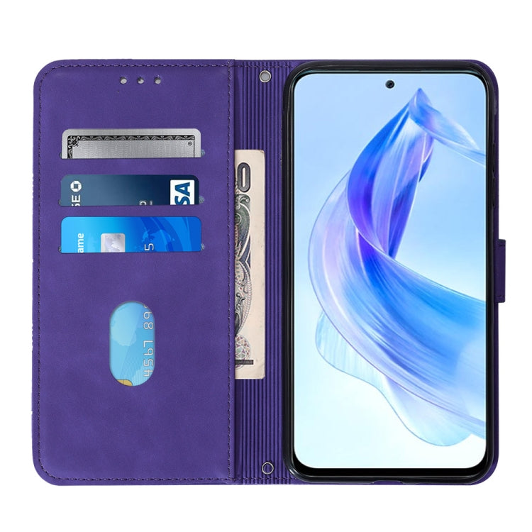 For Honor 90 Lite Crossbody 3D Embossed Flip Leather Phone Case(Purple) - Honor Cases by PMC Jewellery | Online Shopping South Africa | PMC Jewellery