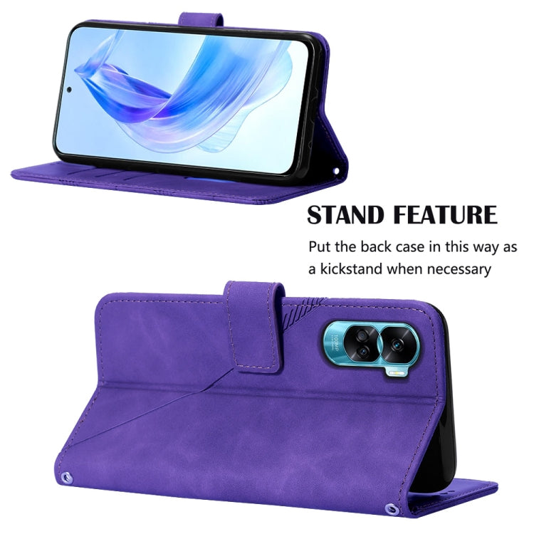 For Honor 90 Lite Crossbody 3D Embossed Flip Leather Phone Case(Purple) - Honor Cases by PMC TechLife | Online Shopping South Africa | PMC TechLife