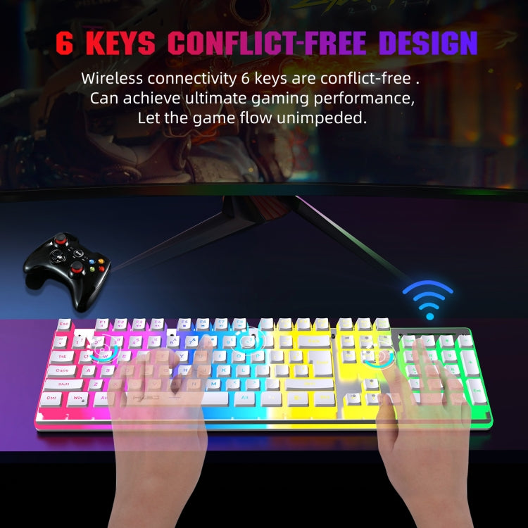 HXSJ L96 2.4G Wireless RGB Backlit Keyboard and Mouse Set 104 Pudding Key Caps + 4800DPI Mouse(Black) - Wireless Keyboard by HXSJ | Online Shopping South Africa | PMC Jewellery | Buy Now Pay Later Mobicred