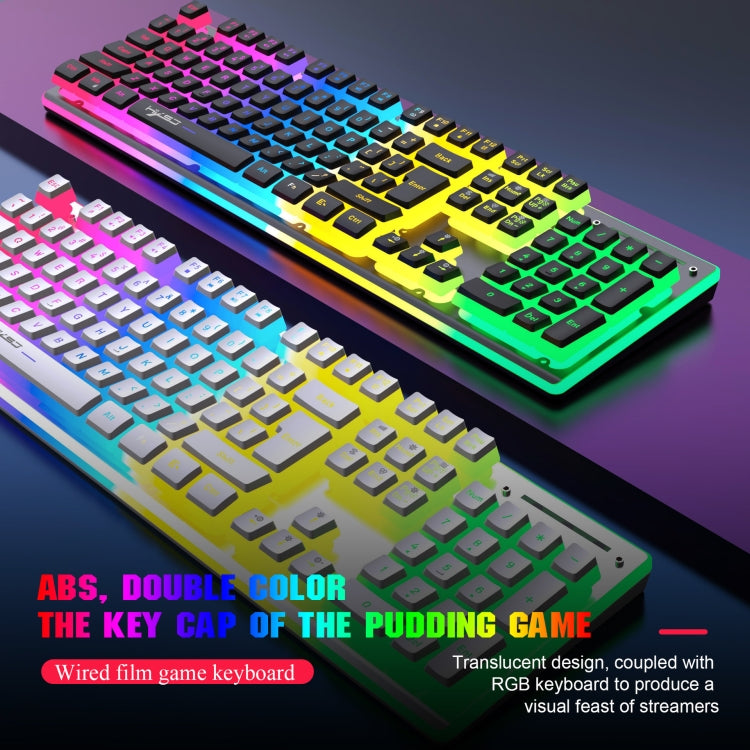 HXSJ L96 2.4G Wireless RGB Backlit Keyboard and Mouse Set 104 Pudding Key Caps + 4800DPI Mouse(Black) - Wireless Keyboard by HXSJ | Online Shopping South Africa | PMC Jewellery | Buy Now Pay Later Mobicred