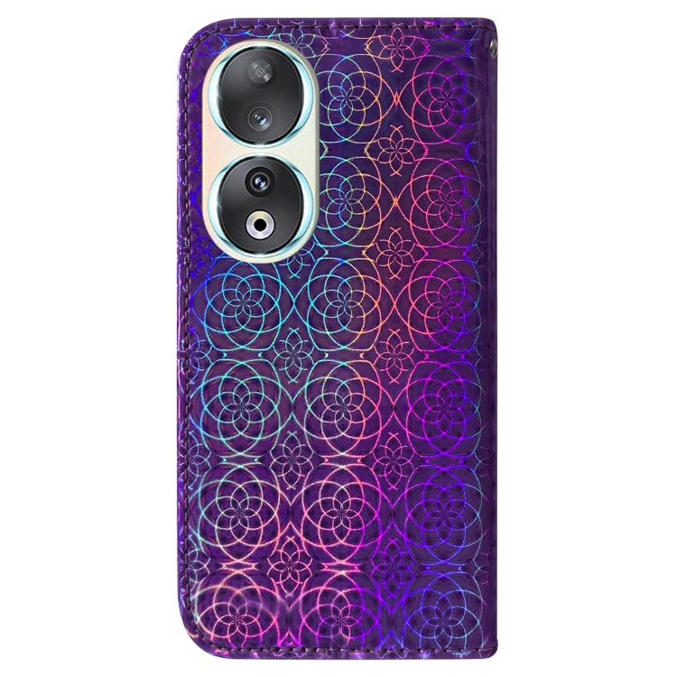 For Honor 90 Colorful Magnetic Buckle Leather Phone Case(Purple) - Honor Cases by PMC Jewellery | Online Shopping South Africa | PMC Jewellery