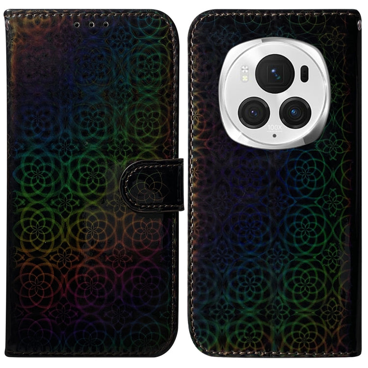 For Honor Magic6 Pro Colorful Magnetic Buckle Leather Phone Case(Black) - Honor Cases by PMC Jewellery | Online Shopping South Africa | PMC Jewellery | Buy Now Pay Later Mobicred