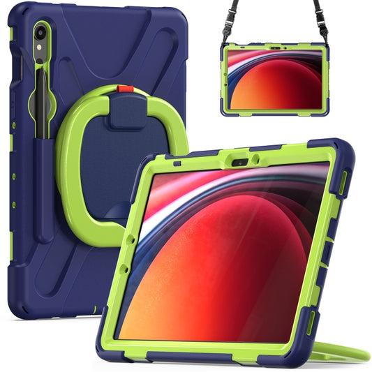 For Samsung Galaxy Tab S9 / S8 / S7 Silicone Hybrid PC Tablet Case with Holder & Shoulder Strap(Navy Blue Olivine) - Other Galaxy Tab PC by PMC Jewellery | Online Shopping South Africa | PMC Jewellery | Buy Now Pay Later Mobicred