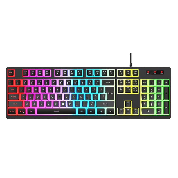 HXSJ L200 Wired RGB Backlit Keyboard 104 Pudding Key Caps(Black) - Wired Keyboard by HXSJ | Online Shopping South Africa | PMC Jewellery | Buy Now Pay Later Mobicred