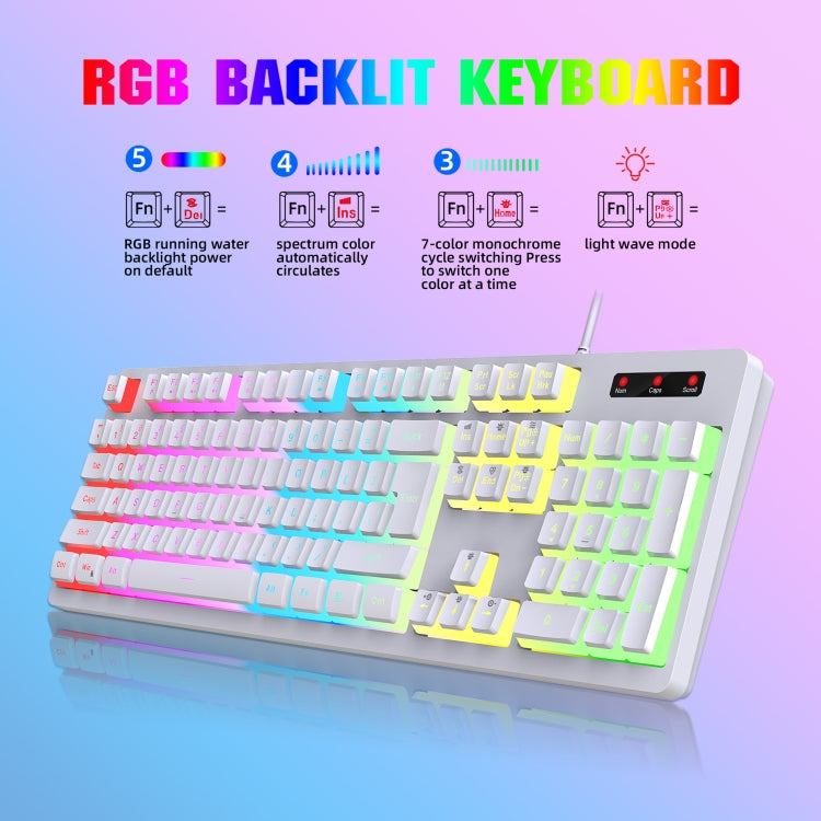 HXSJ L200 Wired RGB Backlit Keyboard 104 Pudding Key Caps(Black) - Wired Keyboard by HXSJ | Online Shopping South Africa | PMC Jewellery | Buy Now Pay Later Mobicred