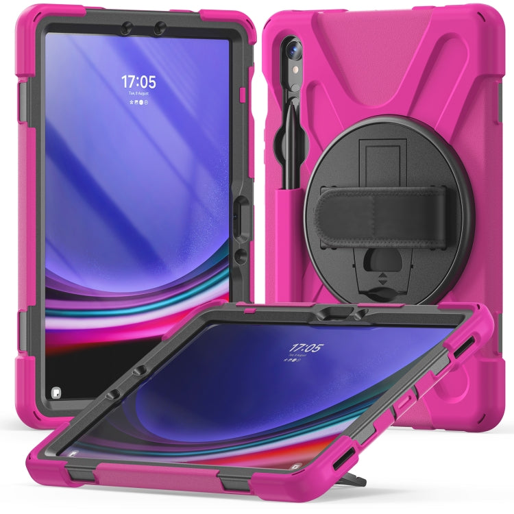 For Samsung Galaxy Tab S9 / S8 / S7 Rotary Handle Grab TPU + PC Tablet Case(Rose Red) - Galaxy Tab S9 Cases by PMC Jewellery | Online Shopping South Africa | PMC Jewellery | Buy Now Pay Later Mobicred