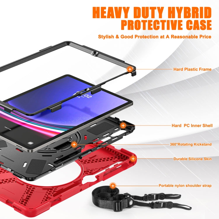 For Samsung Galaxy Tab S9+ / S8+ Rotatable Kickstand Grip Heavy Duty Hard Rugged Tablet Case(Red) - Other Galaxy Tab PC by PMC Jewellery | Online Shopping South Africa | PMC Jewellery | Buy Now Pay Later Mobicred