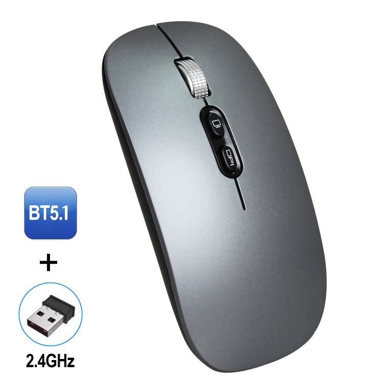 HXSJ M103 1600DPI Dual Mode 2.4GHz + Bluetooth 5.1 Wireless Rechargeable Mouse(Grey) - Wireless Mice by HXSJ | Online Shopping South Africa | PMC Jewellery